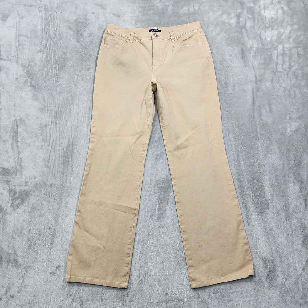 Chaps Jeans Womens 10 Beige Mid Rise Straight‎ Leg Stretch Denim Classic Casual